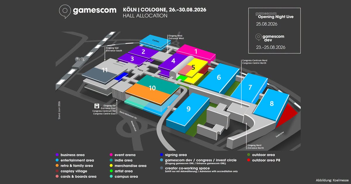 Der offizielle Hallenplan der gamescom 2026 ist da!